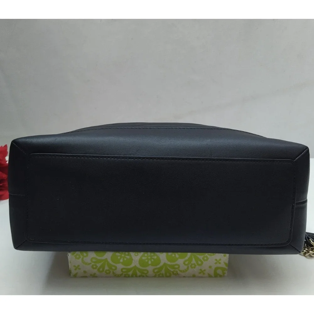Kate Spade New York Black Leather Quilted Chain Strap Zipper Shoulder Bag